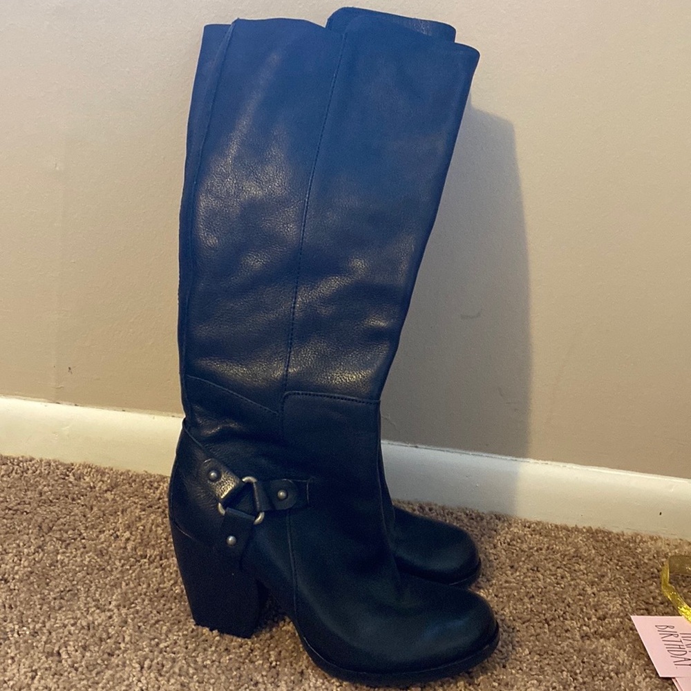 Black leather boots